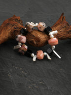 Pink Opal & Baroque Pearl Crystal Bracelet — pink opal, black agate, baroque pearl, seed pearls, sterling silver | SENLORE