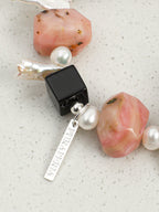 Pink Opal & Baroque Pearl Crystal Bracelet — pink opal, black agate, baroque pearl, seed pearls, sterling silver | SENLORE