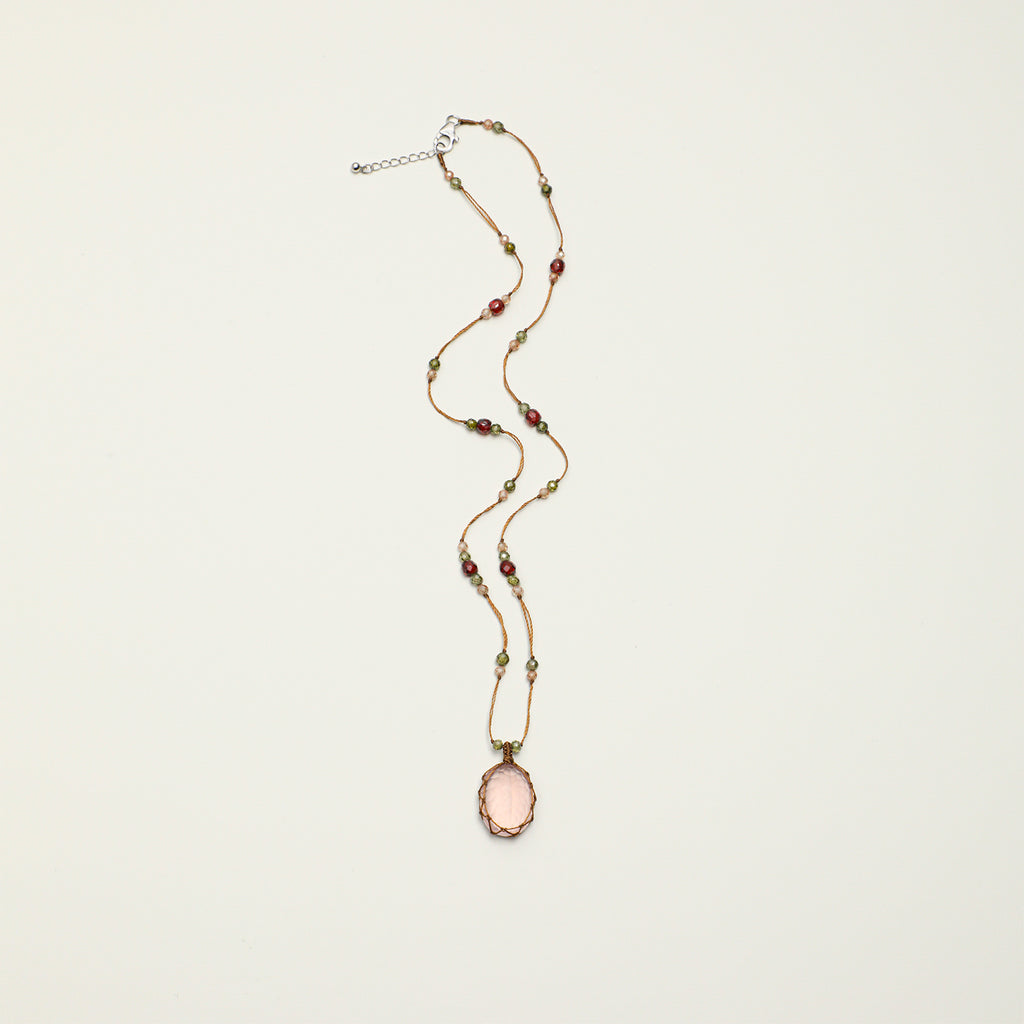 Rose Quartz & Zircon Pendant Necklace — rose quartz, zircon, sterling silver | SENLORE
