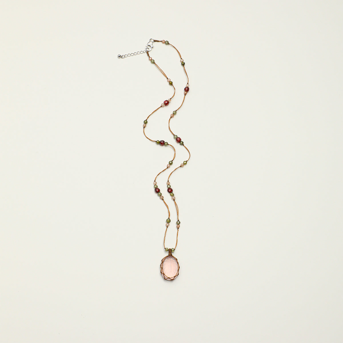 Rose Quartz & Zircon Pendant Necklace — rose quartz, zircon, sterling silver | SENLORE