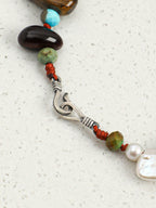 Tiger's Eye & Smoky Quartz Baroque Bracelet — tiger's eye, smoky quartz, phoenix stone, baroque pearl, Thai silver | SENLORE