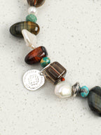 Tiger's Eye & Smoky Quartz Baroque Bracelet — tiger's eye, smoky quartz, phoenix stone, baroque pearl, Thai silver | SENLORE