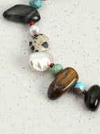 Tiger's Eye & Smoky Quartz Baroque Bracelet — tiger's eye, smoky quartz, phoenix stone, baroque pearl, Thai silver | SENLORE
