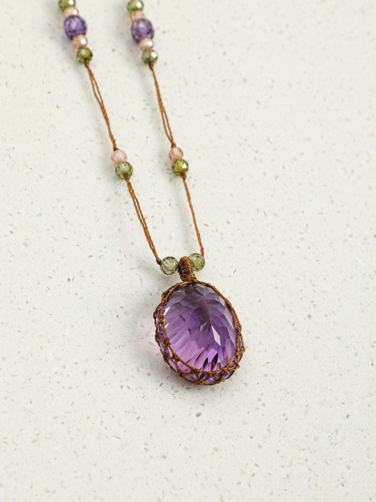 Amethyst & Zircon Pendant Necklace — amethyst, zircon, sterling silver | SENLORE