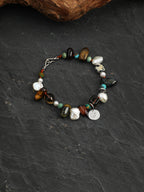 Tiger's Eye & Smoky Quartz Baroque Bracelet — tiger's eye, smoky quartz, phoenix stone, baroque pearl, Thai silver | SENLORE