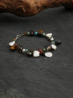 Tiger's Eye & Smoky Quartz Baroque Bracelet — tiger's eye, smoky quartz, phoenix stone, baroque pearl, Thai silver | SENLORE