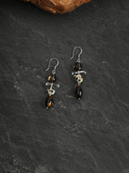 Smoky Quartz & Tiger's Eye Drop Earrings — smoky quartz, tiger's eye, clear quartz, sterling silver | SENLORE