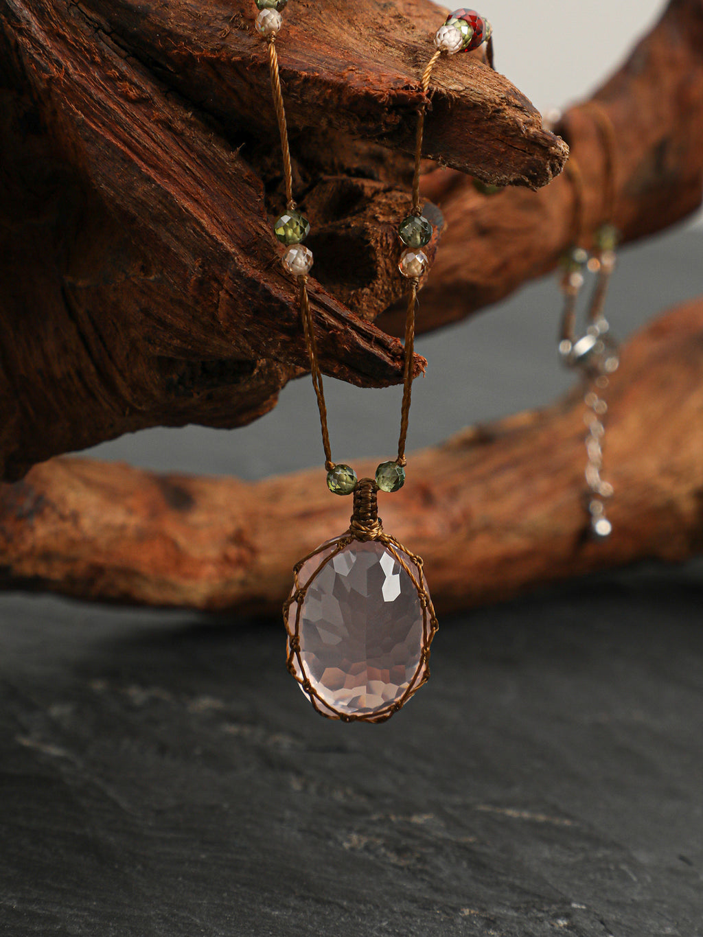 Rose Quartz & Zircon Pendant Necklace — rose quartz, zircon, sterling silver | SENLORE