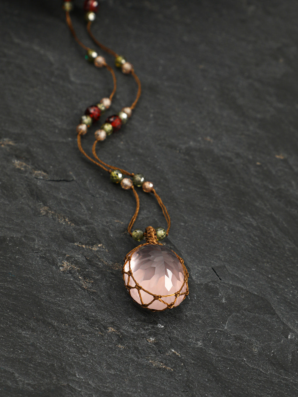 Rose Quartz & Zircon Pendant Necklace — rose quartz, zircon, sterling silver | SENLORE