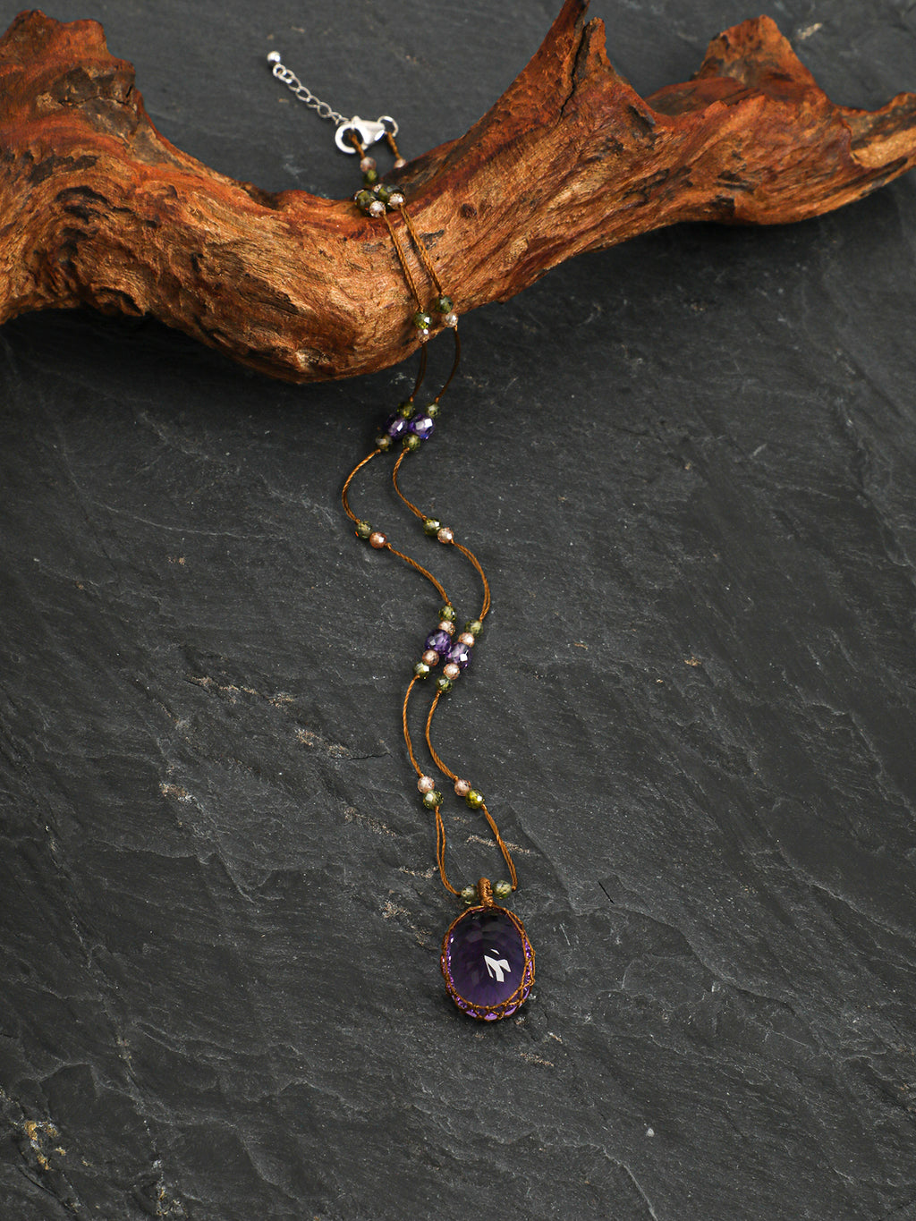 Amethyst & Zircon Pendant Necklace — amethyst, zircon, sterling silver | SENLORE
