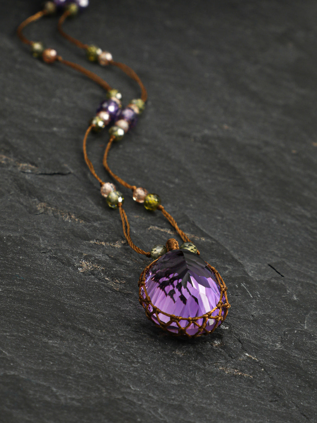 Amethyst & Zircon Pendant Necklace — amethyst, zircon, sterling silver | SENLORE