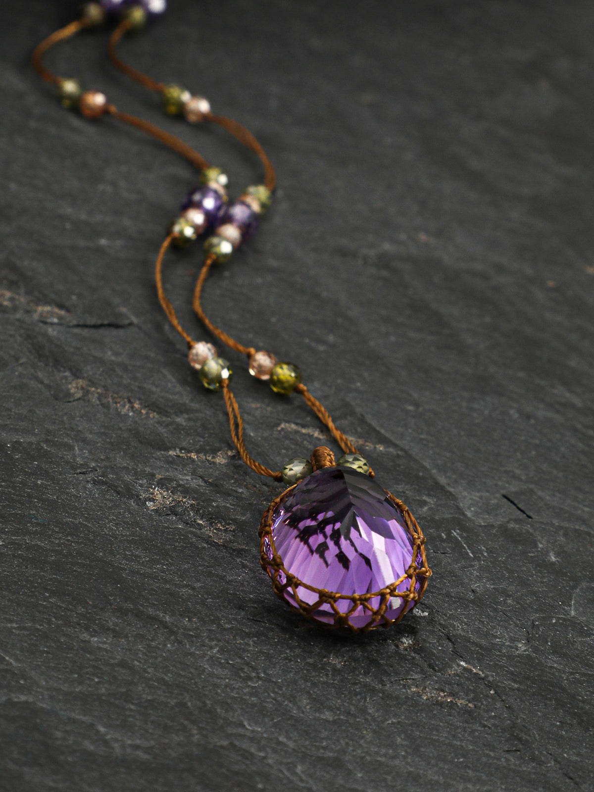 Amethyst & Zircon Pendant Necklace — amethyst, zircon, sterling silver | SENLORE