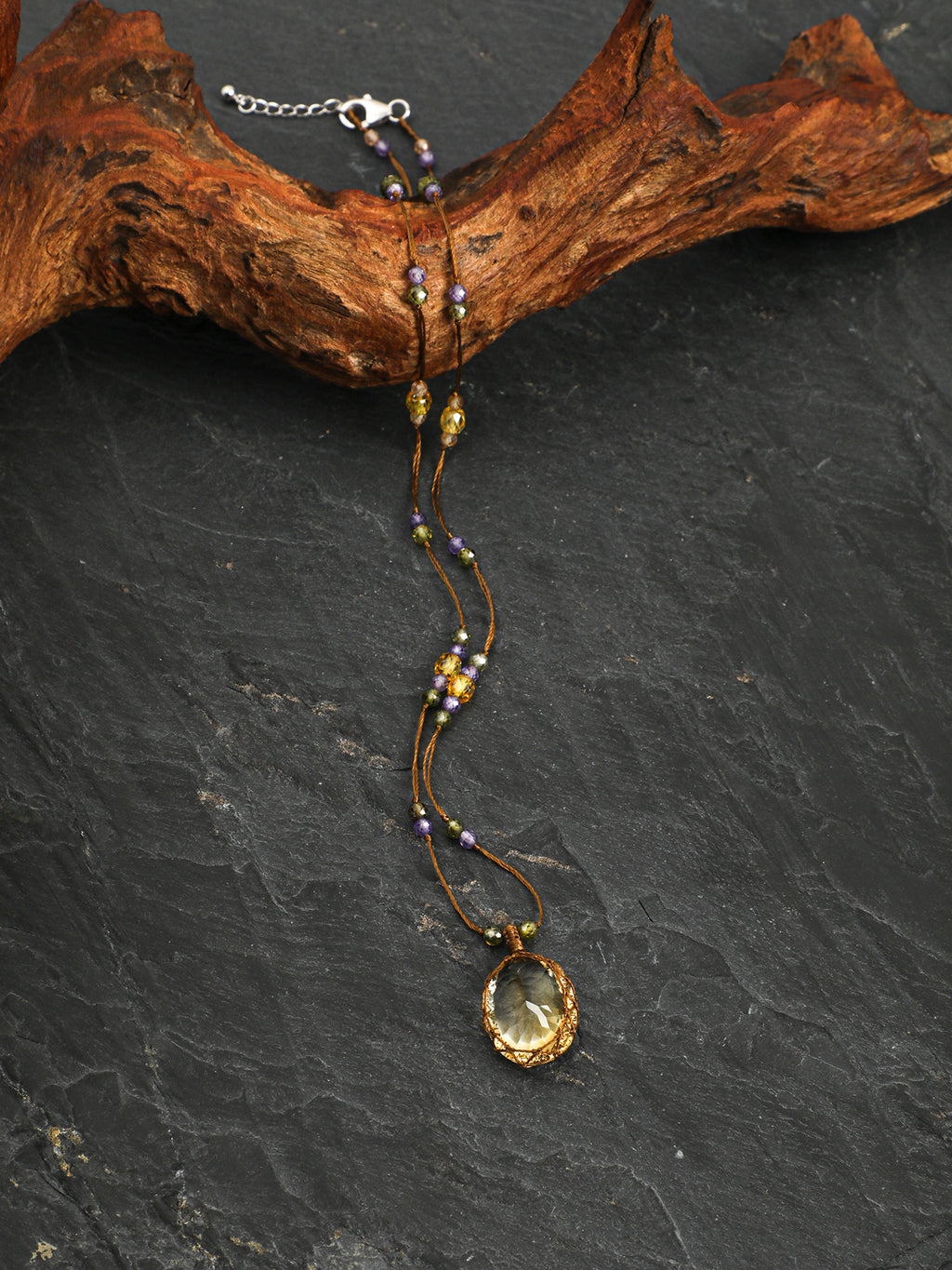 Citrine & Zircon Pendant Necklace — citrine, zircon, sterling silver | SENLORE