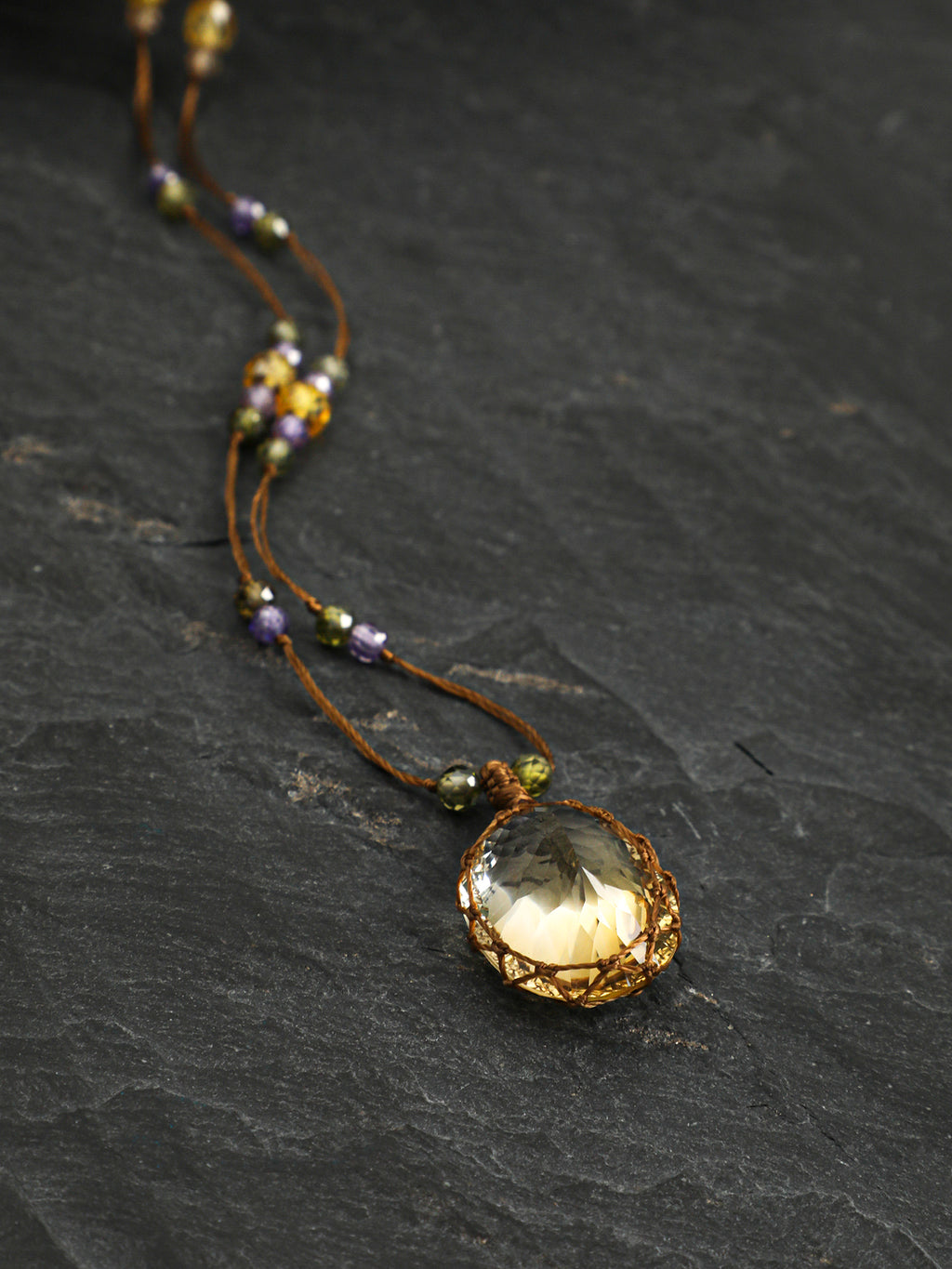 Citrine & Zircon Pendant Necklace — citrine, zircon, sterling silver | SENLORE