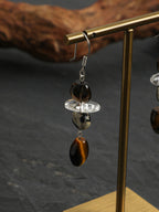 Smoky Quartz & Tiger's Eye Drop Earrings — smoky quartz, tiger's eye, clear quartz, sterling silver | SENLORE