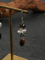 Smoky Quartz & Tiger's Eye Drop Earrings — smoky quartz, tiger's eye, clear quartz, sterling silver | SENLORE