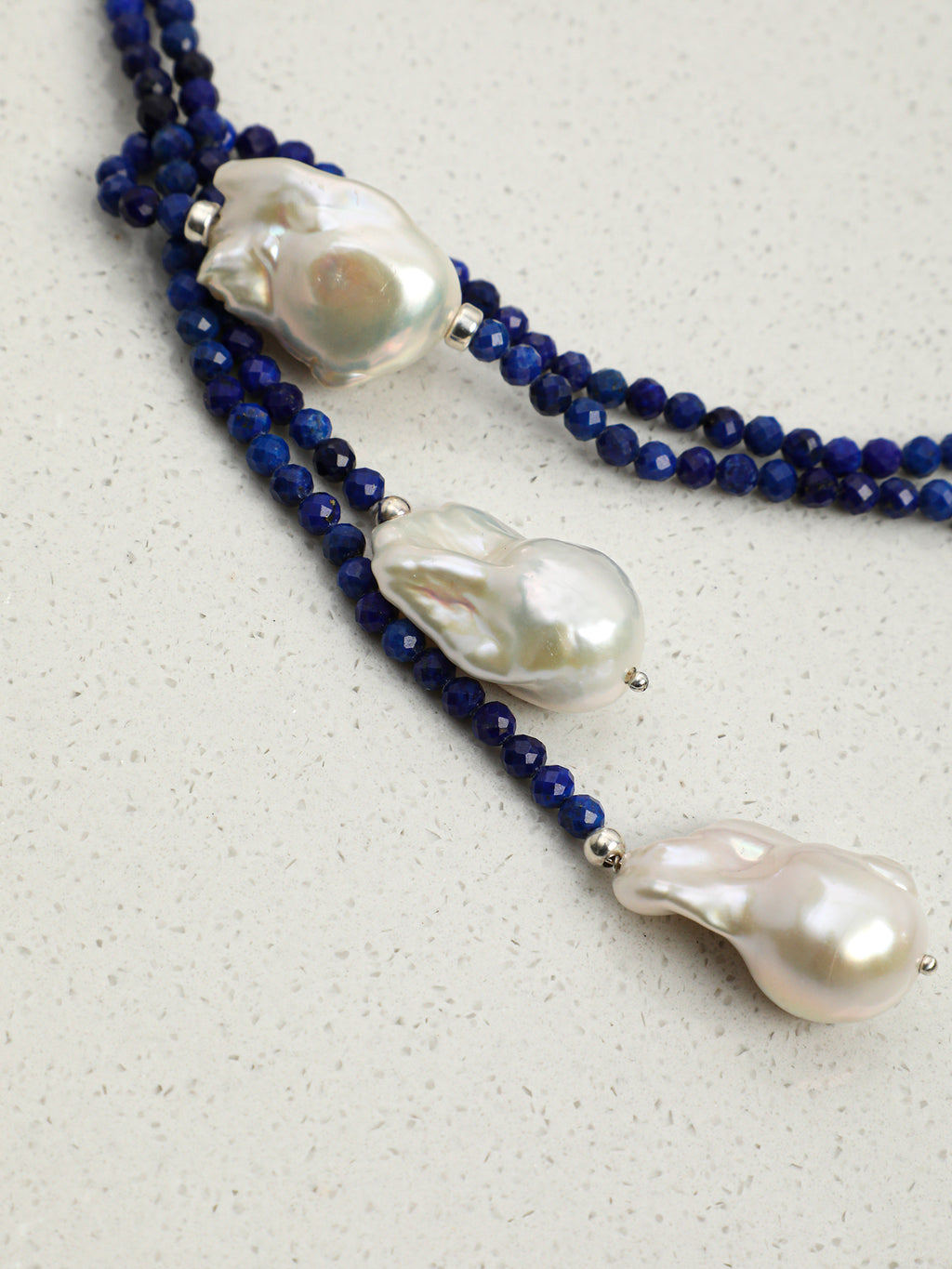 Lapis Lazuli & Baroque Pearl Necklace — lapis lazuli, baroque pearl, sterling silver | SENLORE