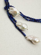 Lapis Lazuli & Baroque Pearl Necklace — lapis lazuli, baroque pearl, sterling silver | SENLORE