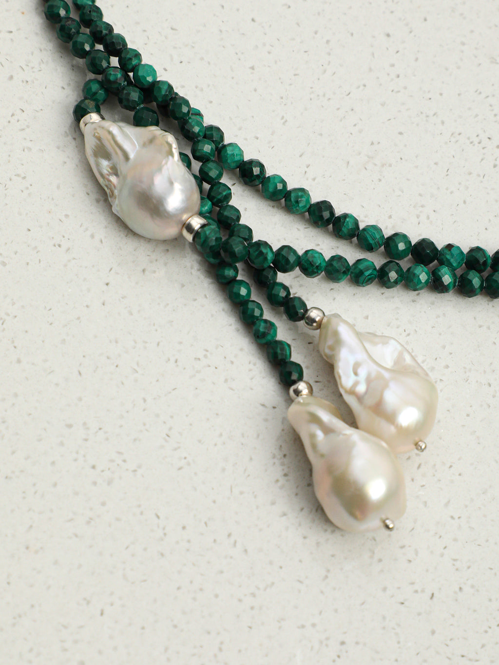 Baroque Pearl & Malachite Pendant Necklace — malachite, baroque pearl, sterling silver | SENLORE