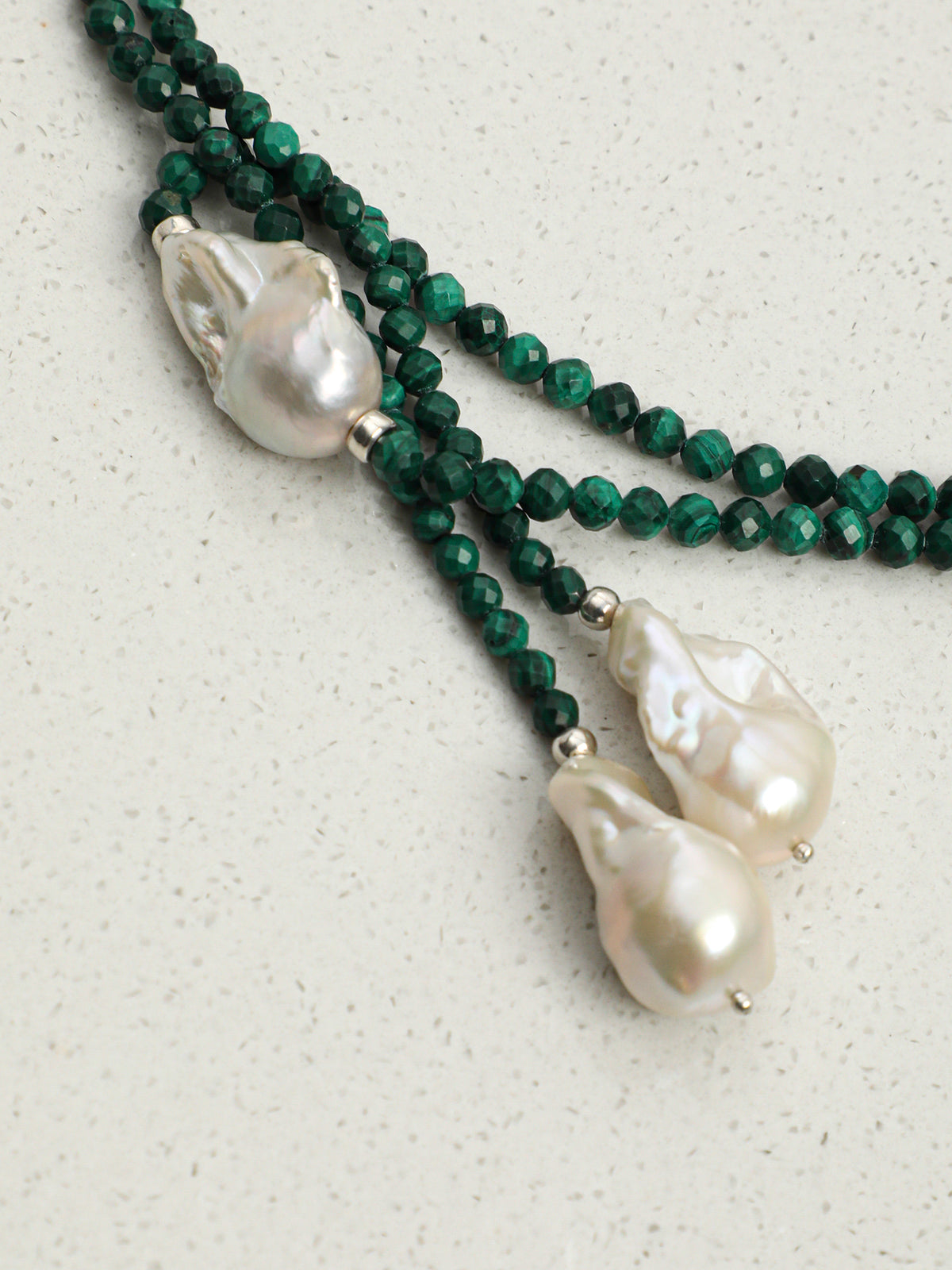 Baroque Pearl & Malachite Pendant Necklace — malachite, baroque pearl, sterling silver | SENLORE