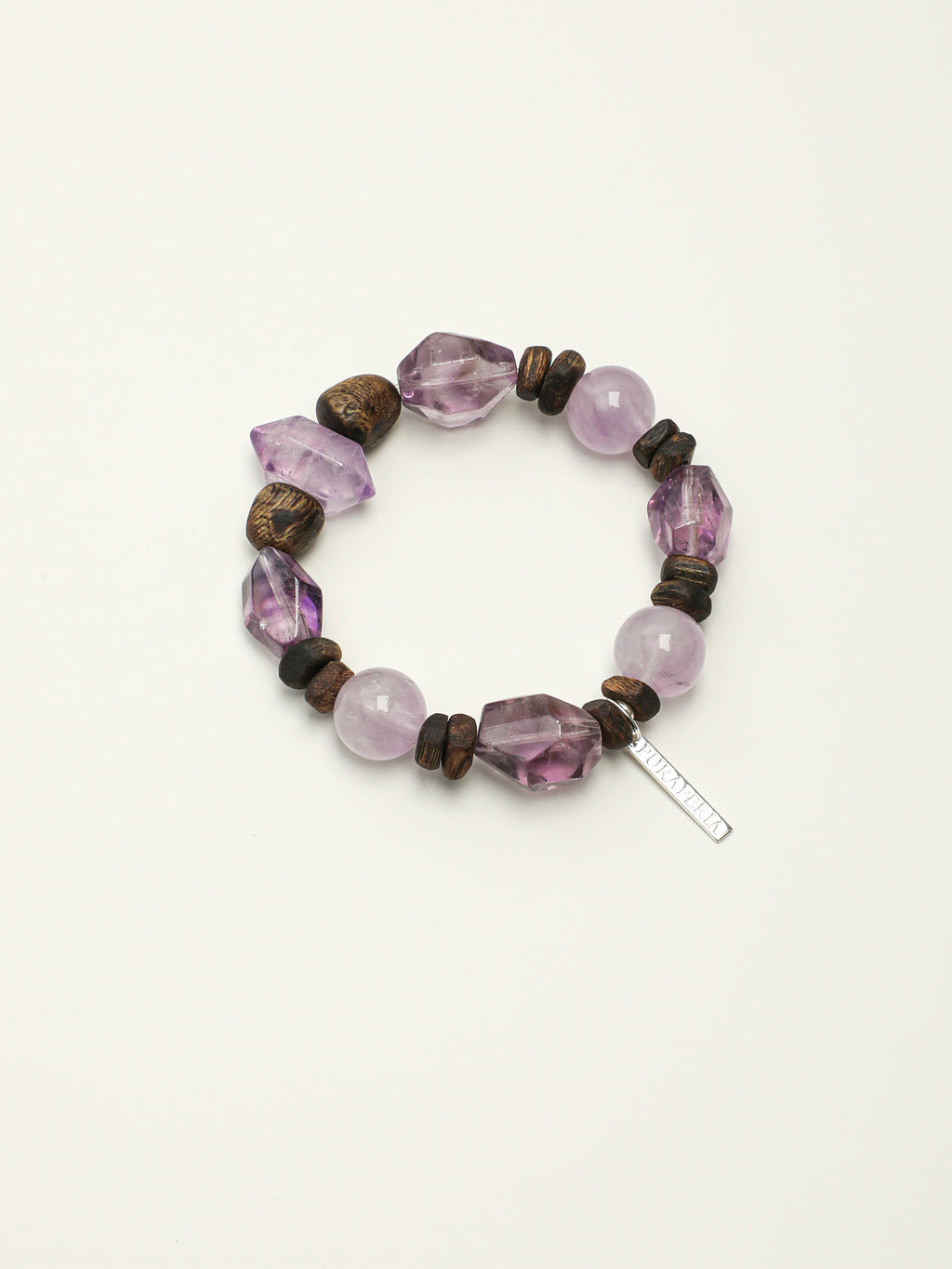 Agarwood Amethyst Bracelet — double-point amethyst, freeform amethyst, amethyst round bead | SENLORE