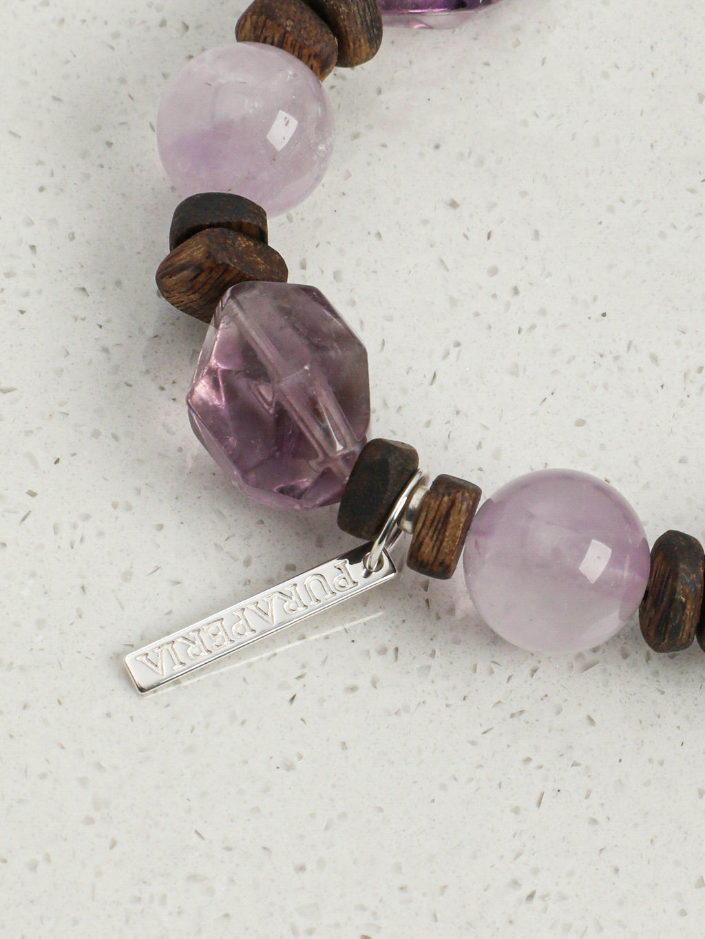 Agarwood Amethyst Bracelet — double-point amethyst, freeform amethyst, amethyst round bead | SENLORE
