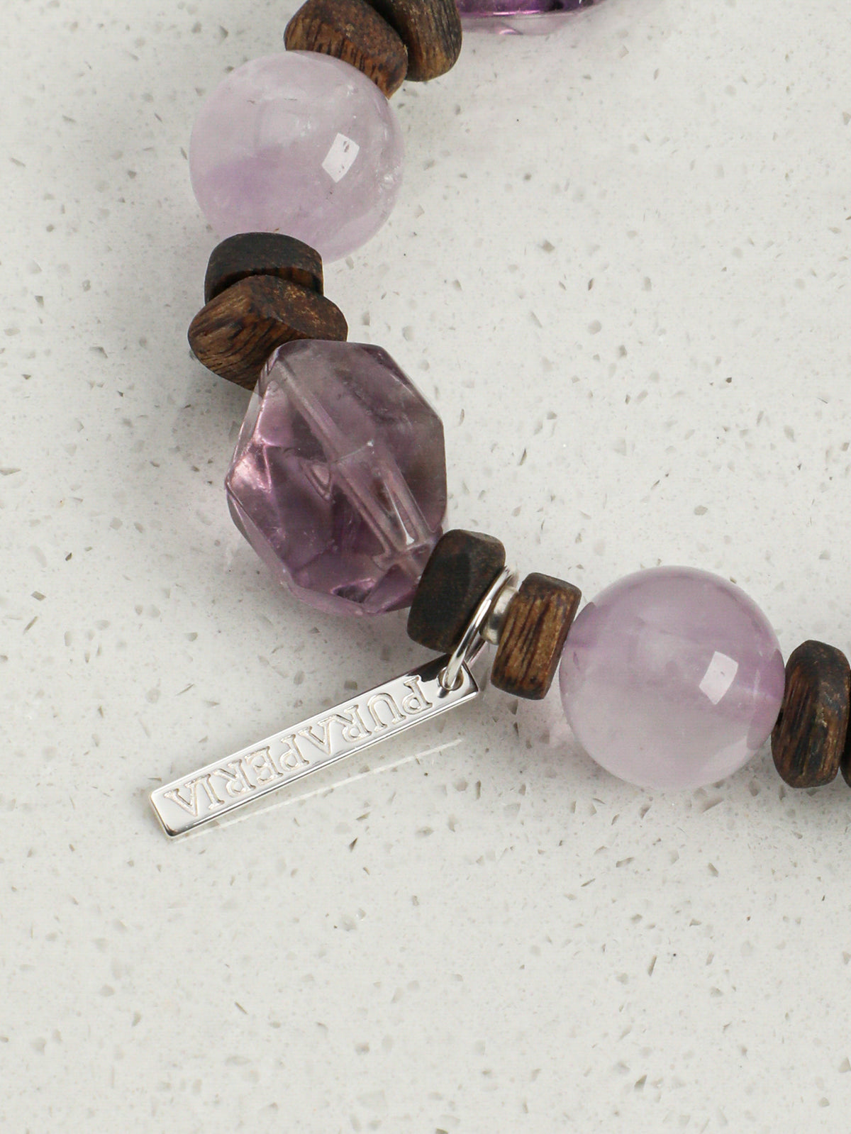 Agarwood Amethyst Bracelet — double-point amethyst, freeform amethyst, amethyst round bead | SENLORE