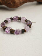 Agarwood Amethyst Bracelet — double-point amethyst, freeform amethyst, amethyst round bead | SENLORE