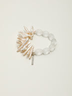 Twist Crystal Baroque Bracelet — toothpick-drilled & white crystal knotted bead & S925 Sterling Silver | SENLORE