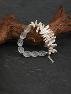 Twist Crystal Baroque Bracelet — toothpick-drilled & white crystal knotted bead & S925 Sterling Silver | SENLORE