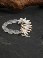 Twist Crystal Baroque Bracelet — toothpick-drilled & white crystal knotted bead & S925 Sterling Silver | SENLORE