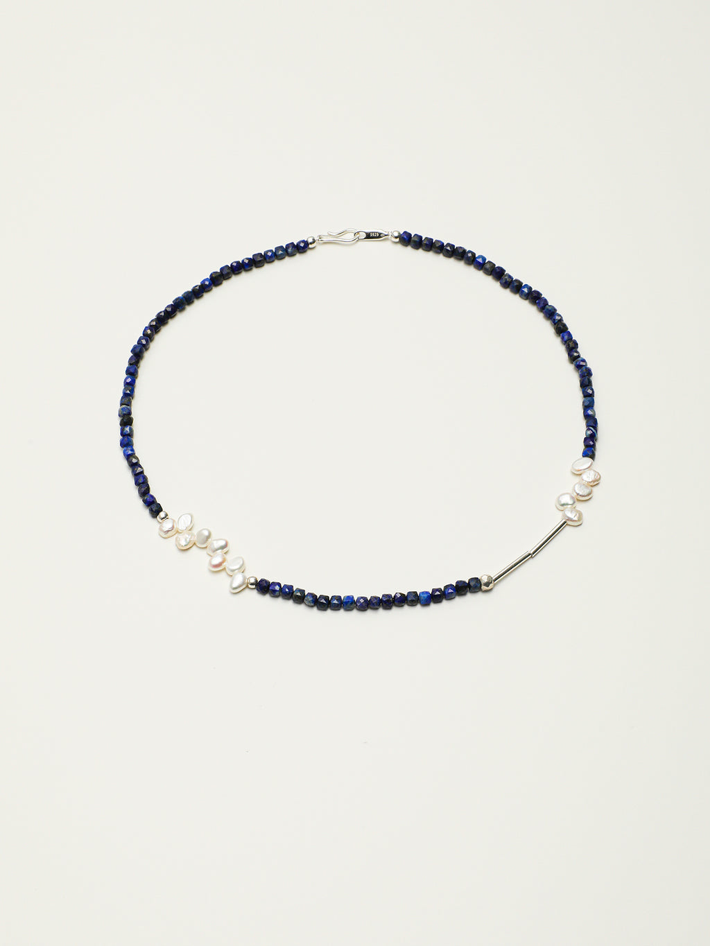 Lapis Lazuli Petal Necklace — lapis lazuli & freeform petal baroque pearl & S925 Sterling Silver | SENLORE