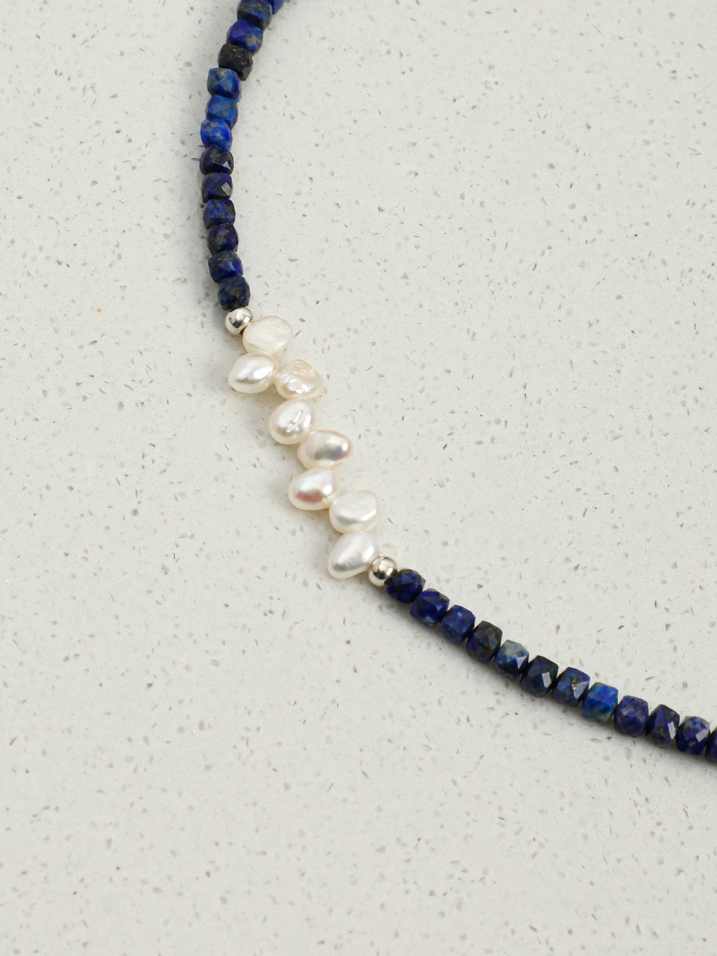 Lapis Lazuli Petal Necklace — lapis lazuli & freeform petal baroque pearl & S925 Sterling Silver | SENLORE