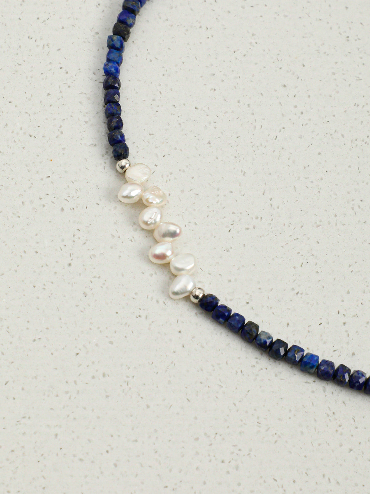 Lapis Lazuli Petal Necklace — lapis lazuli & freeform petal baroque pearl & S925 Sterling Silver | SENLORE