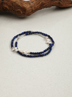 Lapis Lazuli Petal Necklace — lapis lazuli & freeform petal baroque pearl & S925 Sterling Silver | SENLORE