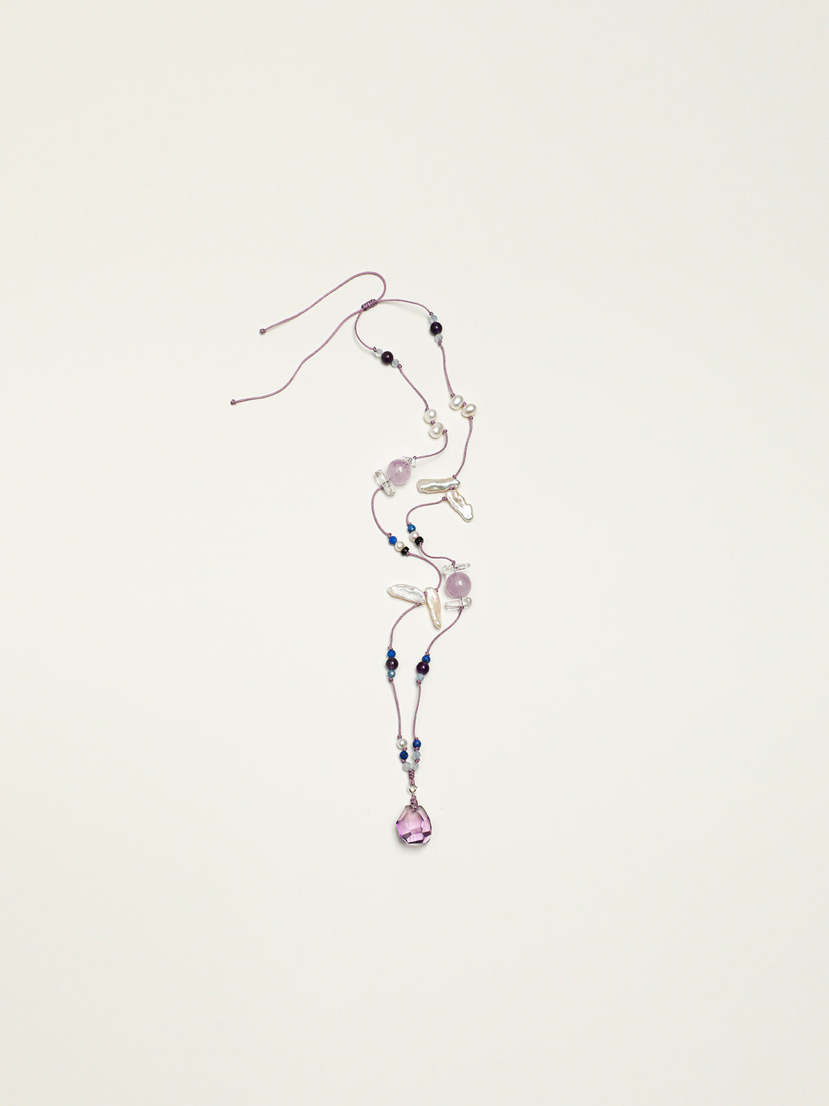 Amethyst & Baroque Pearl Pendant Necklace — amethyst, baroque pearl, aquamarine, lapis lazuli, sterling silver | SENLORE