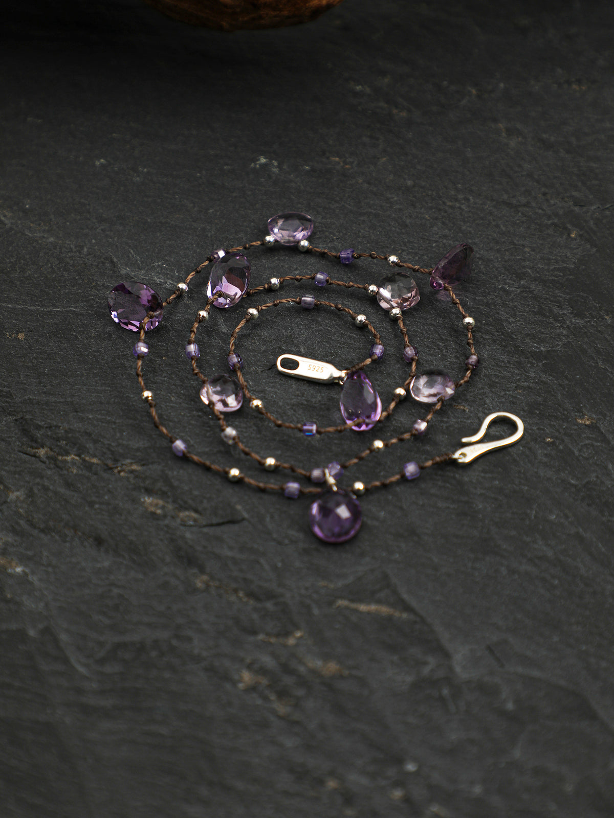Amethyst Teardrop Necklace — Violet Reverie — amethyst teardrop, amethyst, sterling silver round b... | SENLORE