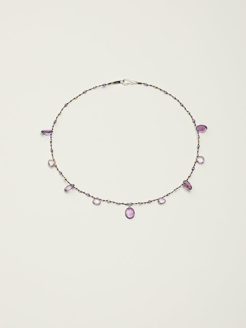 Amethyst Teardrop Necklace — Violet Reverie — amethyst teardrop, amethyst, sterling silver round b... | SENLORE