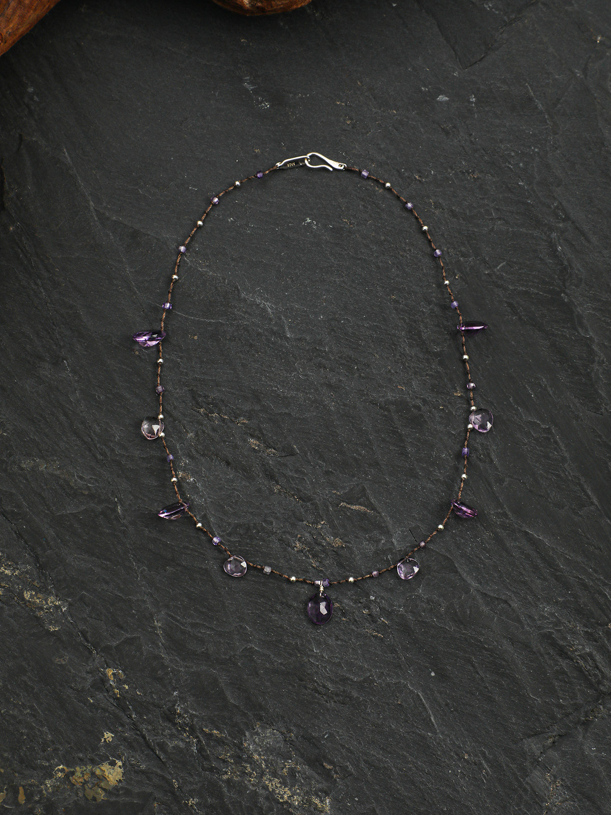 Amethyst Teardrop Necklace — Violet Reverie — amethyst teardrop, amethyst, sterling silver round b... | SENLORE