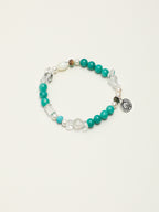 Amazonite & Black Galaxite Crystal Bracelet — amazonite, black galaxite, clear quartz, sterling silver | SENLORE