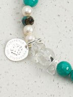 Amazonite & Black Galaxite Crystal Bracelet — amazonite, black galaxite, clear quartz, sterling silver | SENLORE