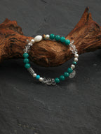Amazonite & Black Galaxite Crystal Bracelet — amazonite, black galaxite, clear quartz, sterling silver | SENLORE