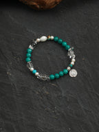 Amazonite & Black Galaxite Crystal Bracelet — amazonite, black galaxite, clear quartz, sterling silver | SENLORE