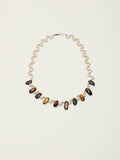 Tiger's Eye & Pearl Wave Necklace — tiger's eye, pearl, sterling silver | SENLORE