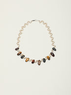 Tiger's Eye & Pearl Wave Necklace — tiger's eye, pearl, sterling silver | SENLORE