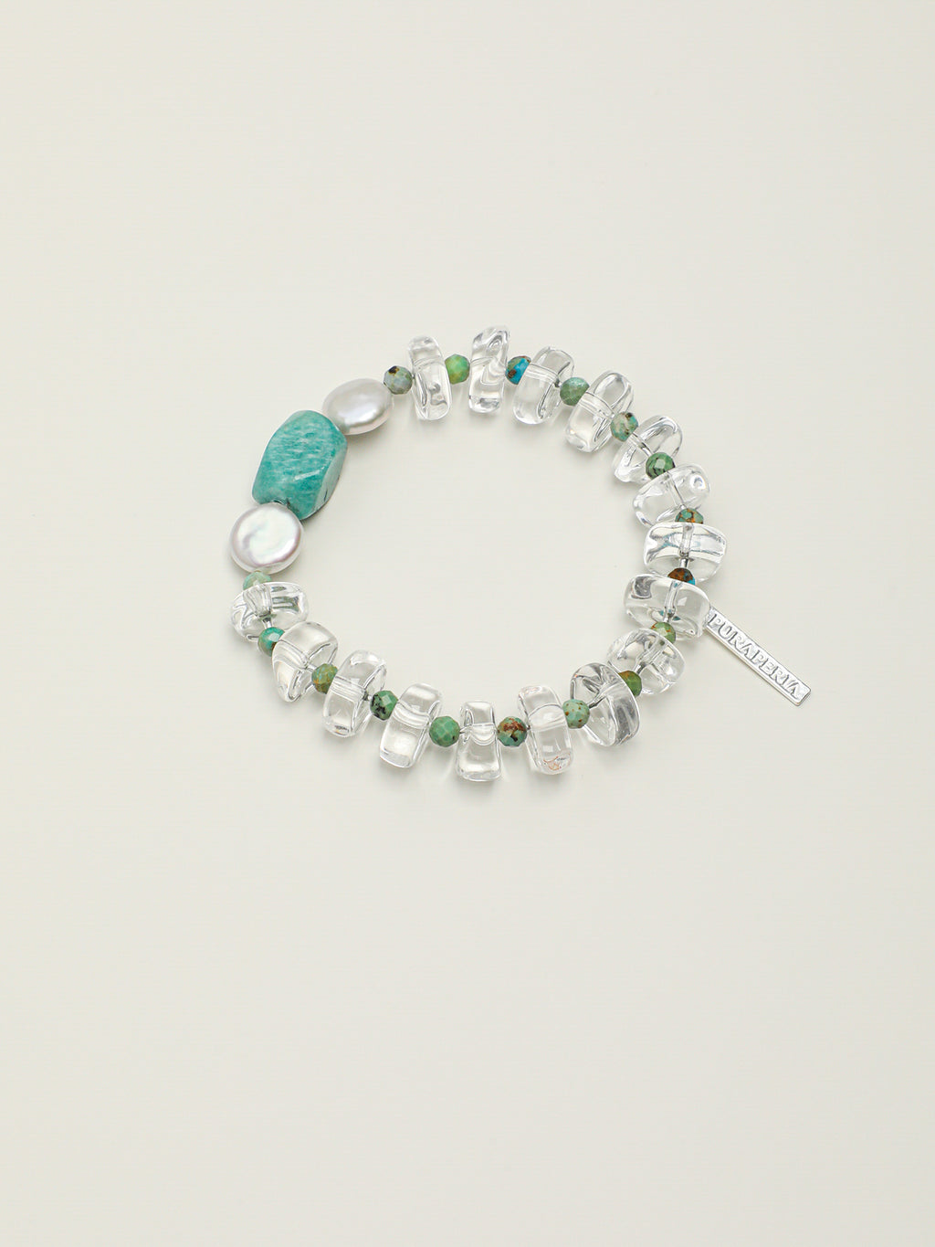 Phoenix Stone & Amazonite Crystal Bracelet — phoenix stone, amazonite, clear quartz, baroque pearl, sterling silver | SENLORE