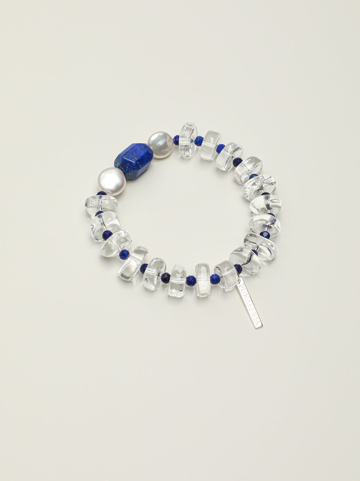 Lapis Lazuli Freeform Crystal Bracelet — lapis lazuli, clear quartz, baroque pearl, sterling silver | SENLORE