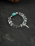 Phoenix Stone & Amazonite Crystal Bracelet — phoenix stone, amazonite, clear quartz, baroque pearl, sterling silver | SENLORE