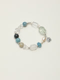 Blue Moonstone & Green Quartz Crystal Bracelet — blue moonstone, green quartz, clear quartz, black galaxite, sterling silver | SENLORE