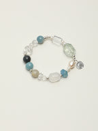 Blue Moonstone & Green Quartz Crystal Bracelet — blue moonstone, green quartz, clear quartz, black galaxite, sterling silver | SENLORE